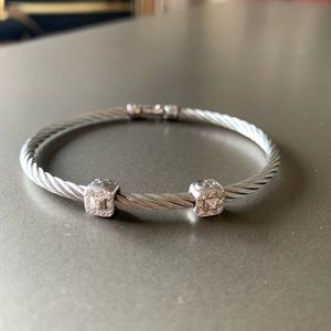 ALOR Grey Cable Bracelet w/ Double Square Station